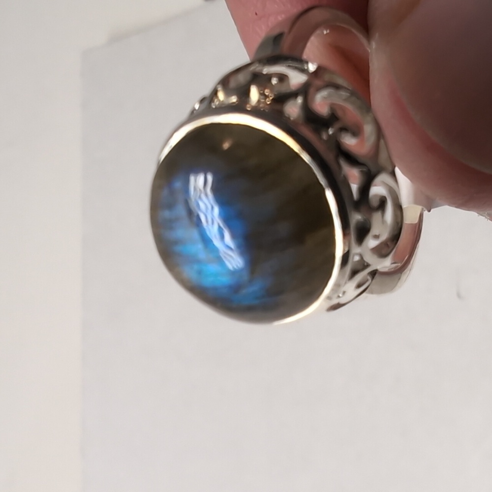 NEW LABRADORITE RING SIZE 6.5 IN SOLID STERLING SILVER 925